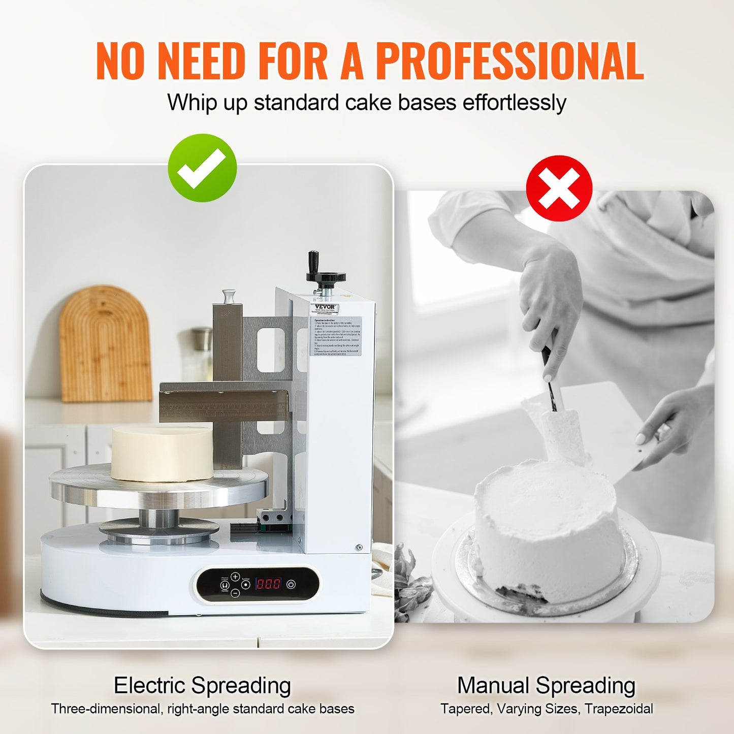Cake Decorating Machine for 4-12 Inch Cakes - White, Adjustable Speed