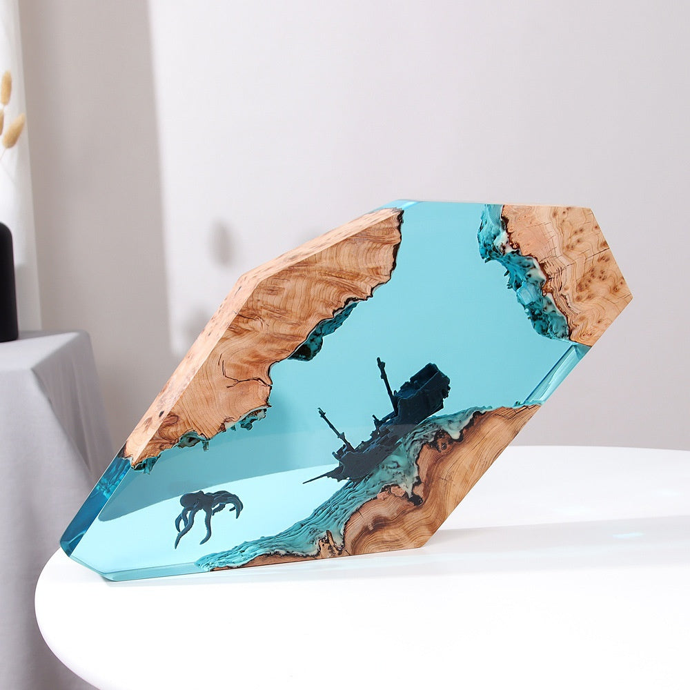 Wooden Shipwreck Octopus Night Light - Desktop Art Decoration Gift