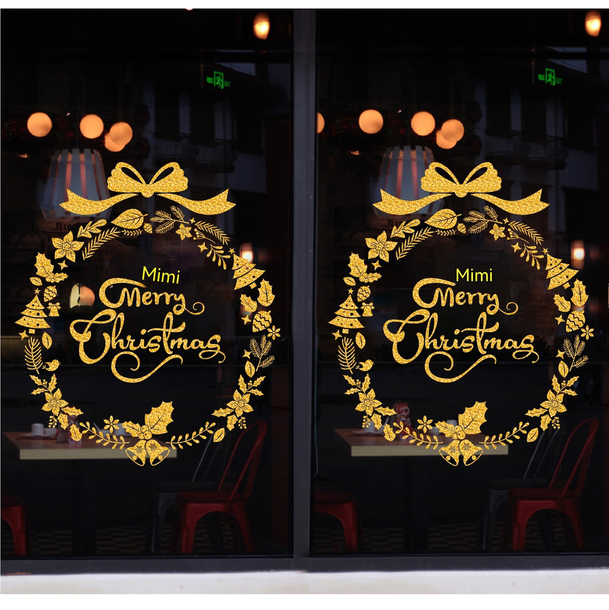 Glitter Decorative Wall Stickers Christmas Snowflake Set for Festive Wall Decor