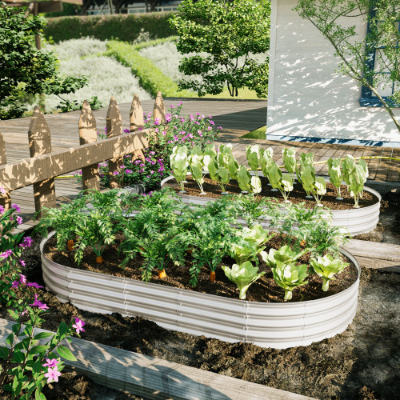 8x4ft Raised Garden Bed Kit - Galvanized Metal Planter for Outdoor Vegetables Flowers Herbs - Heavy Duty Rust-Resistant, Easy Assembly