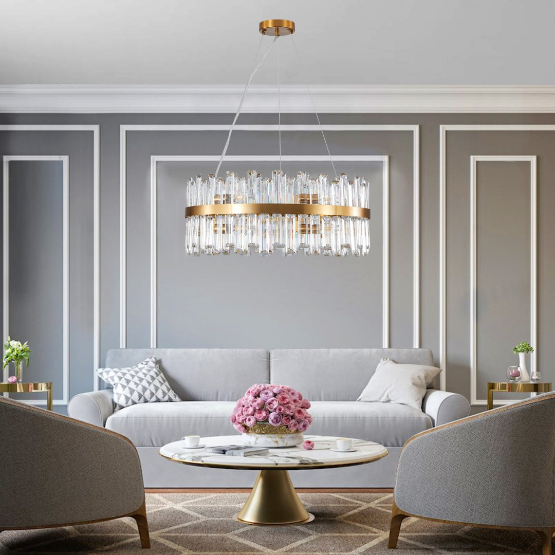 Modern Crystal Chandelier - Elegant LED Lighting for Living Room