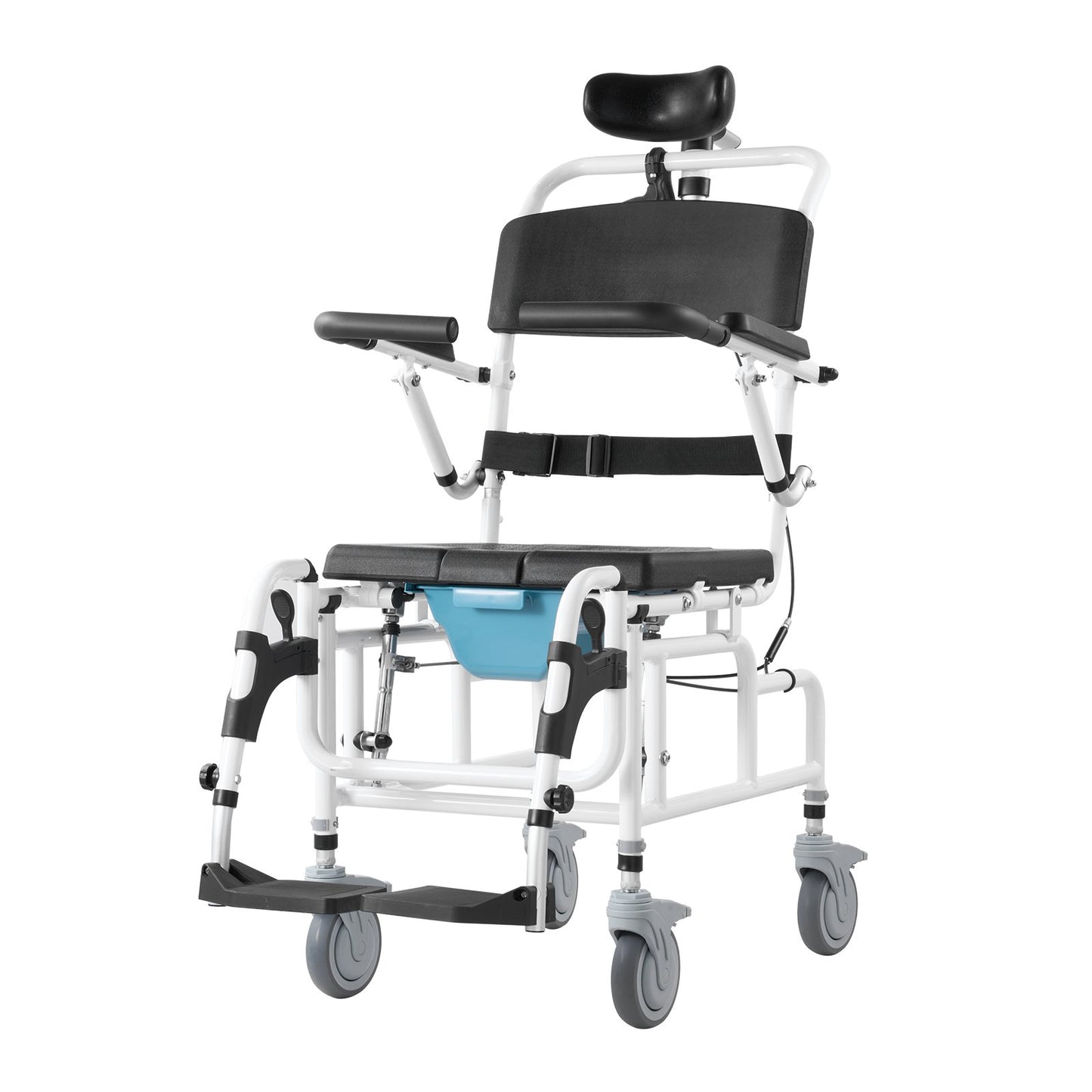 17.5-Inch Aluminum Shower Wheelchair for Disabled Adults with Adjustable Seat