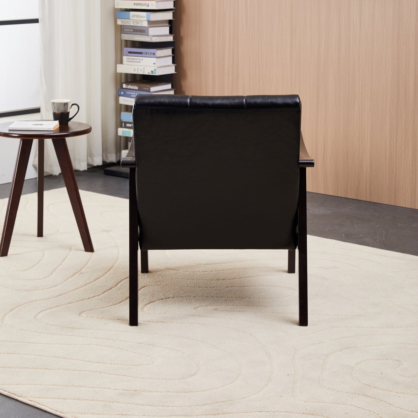 Modern High Back Armchair - Antique Black PU Leather