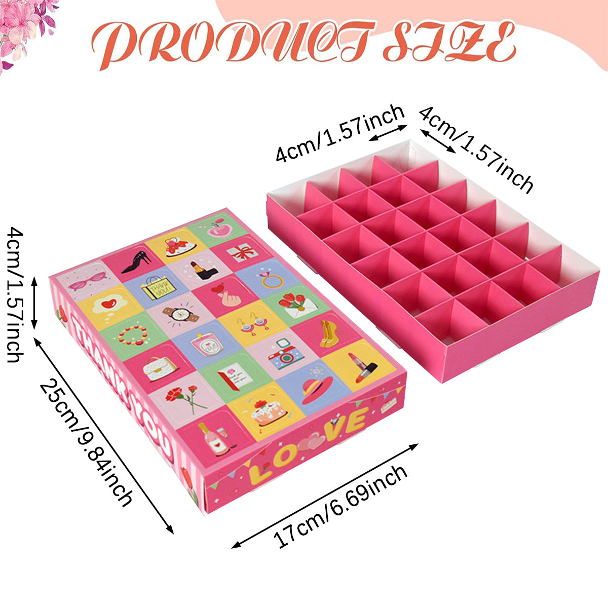10 Pack Advent Calendar Gift Boxes - Pink, Black & Gold