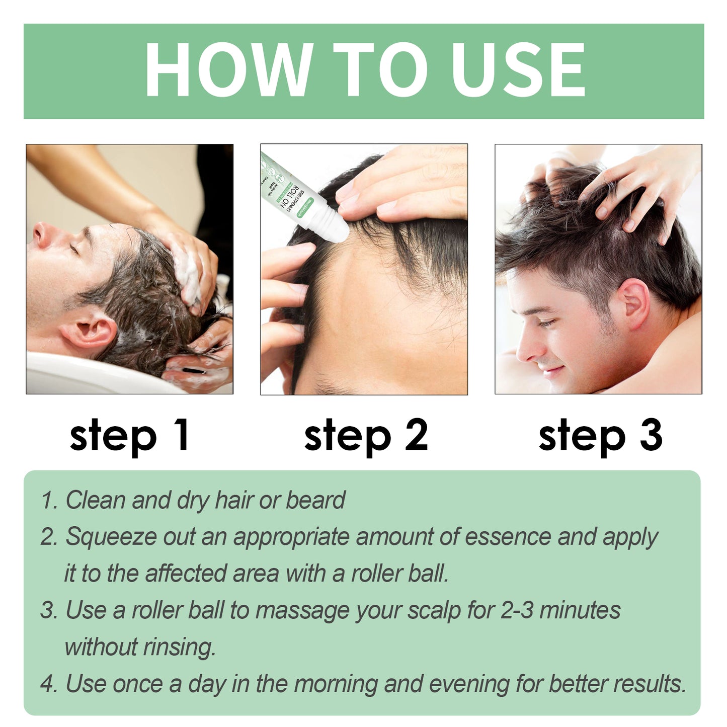 Hair Growth Scalp Massage Roller Ball with Rosemary & Coconut Oil