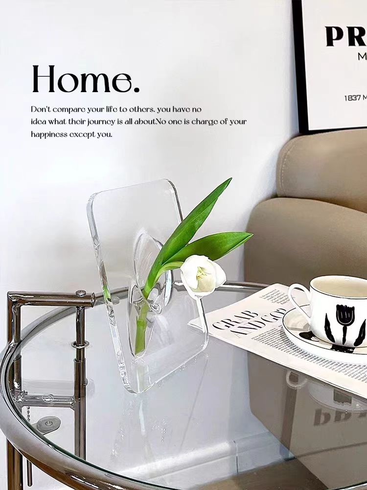 Transparent Acrylic Vase for Flowers Home Decor 15x20cm