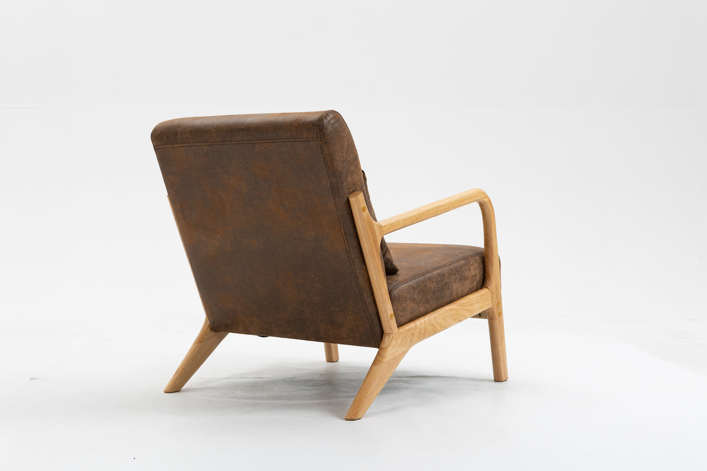 Mid Century Modern Accent Chair - Upholstered Wood Frame, Antique Brown