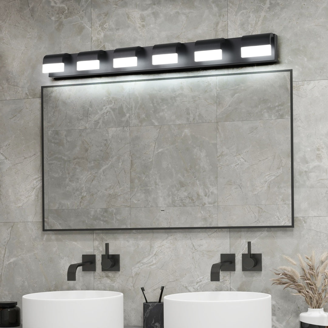 6-Light Modern LED Bathroom Vanity Light Fixture - Black