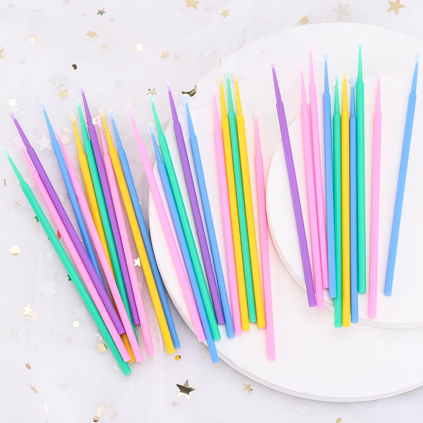 Disposable Micro Applicator Brushes for Eyelash Extensions & Makeup - Multicolor 200-500 pcs