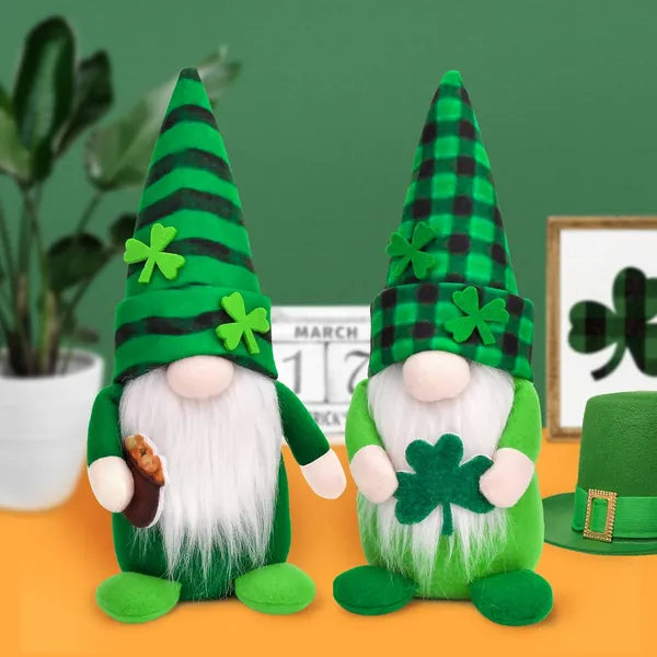 St. Patrick's Day Gnomes - 2 Pack Plush Lucky Shamrock Decor