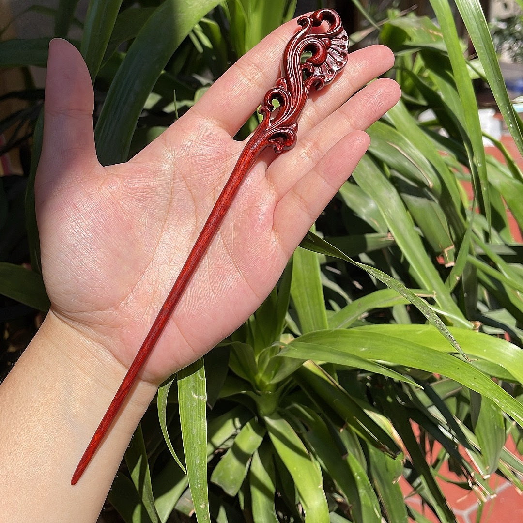 Ebony Antique Carved Hairpin