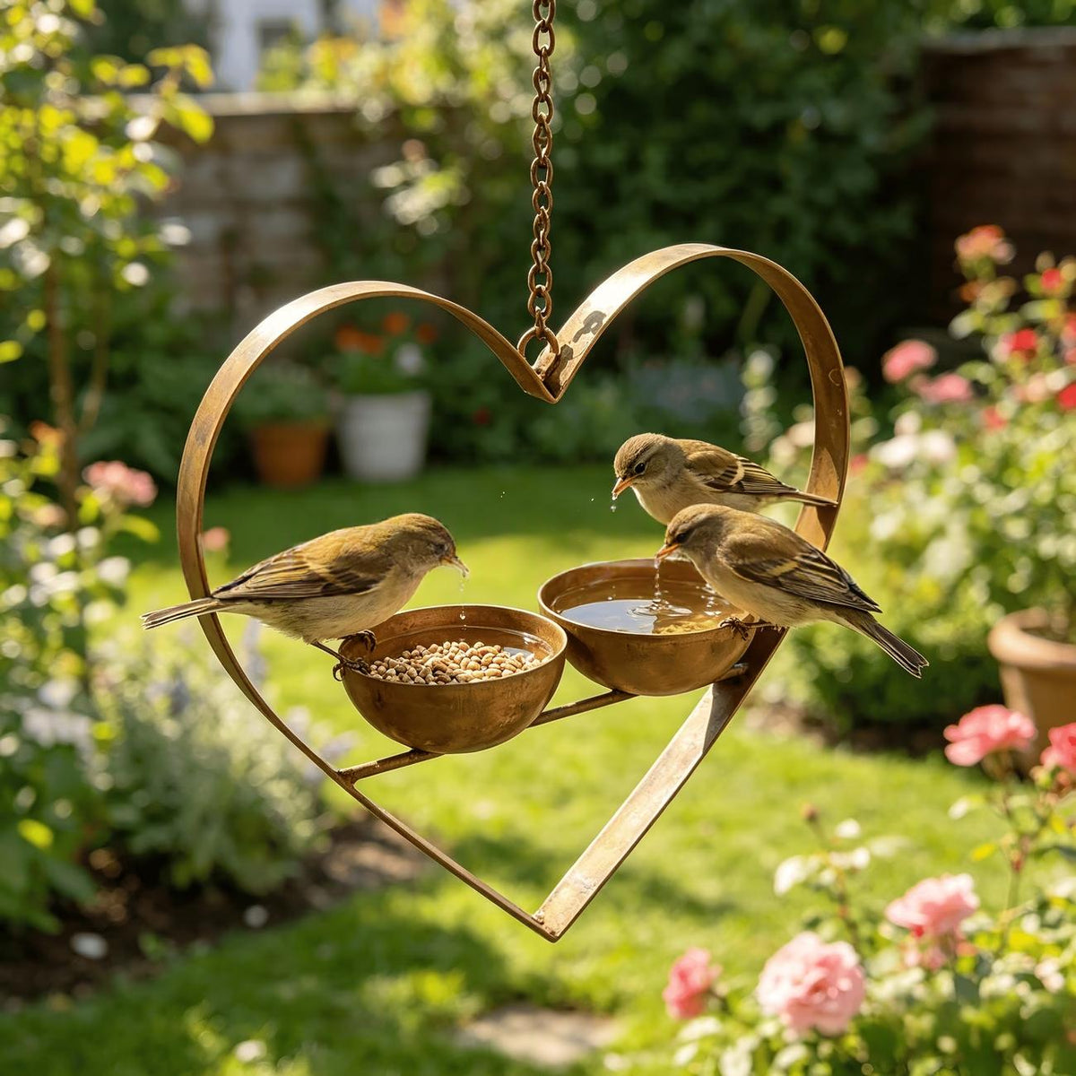 Rusty Heart Iron Bird Feeder for Garden and Outdoor Decor