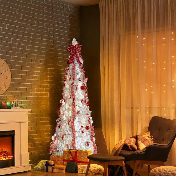 6FT Pre-Lit Christmas Tree with 100 Warm Lights & Ornaments