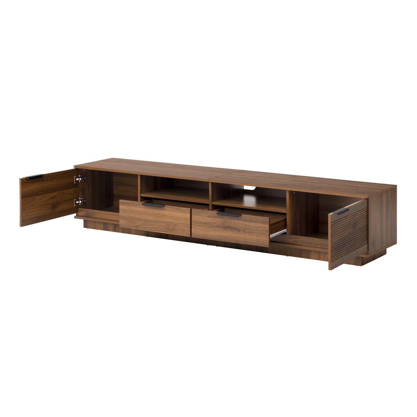 78 Inch Modern TV Stand for 85 Inch TVs - Walnut Finish