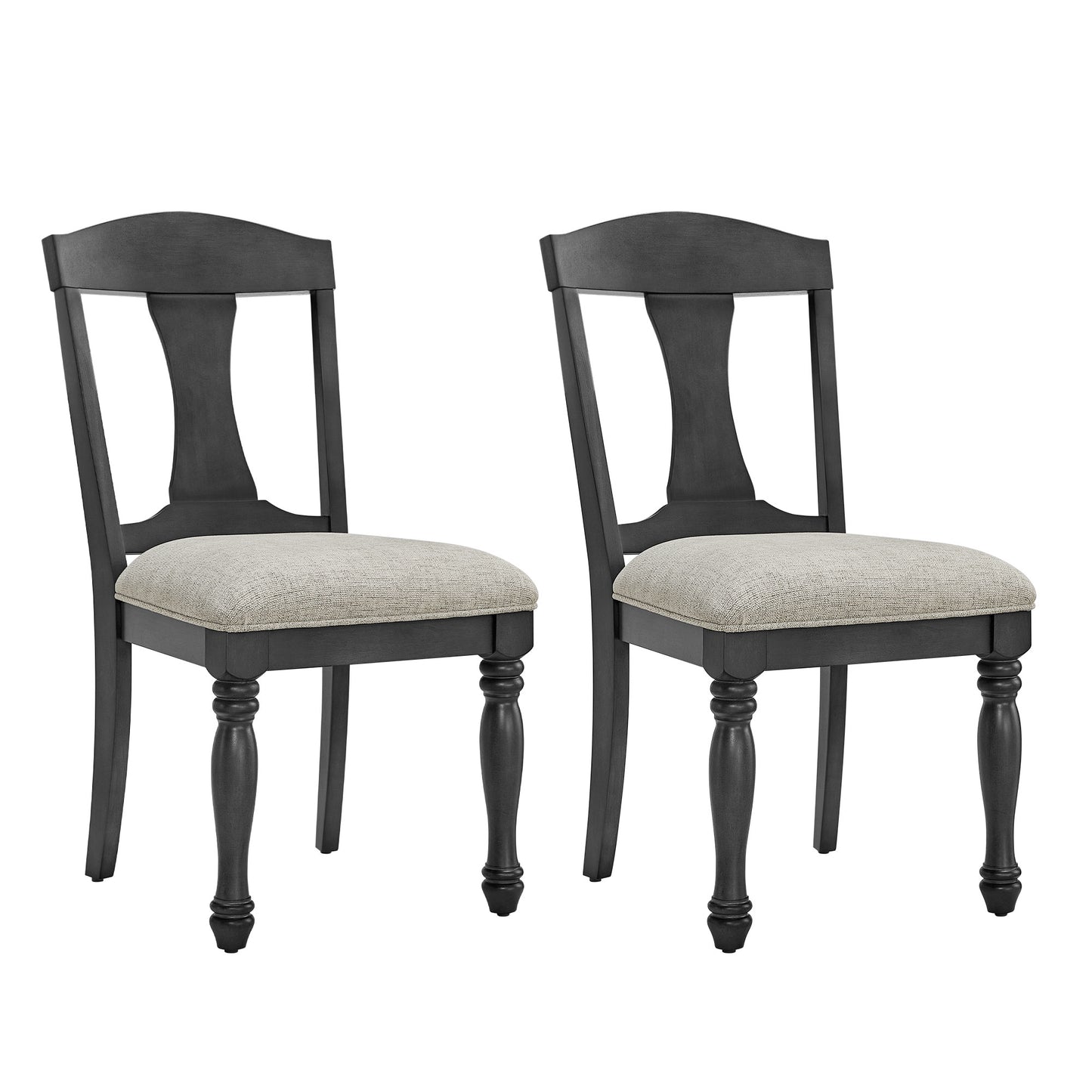 Mid Century Dark Oak Upholstered Dining Chairs - Set of 2