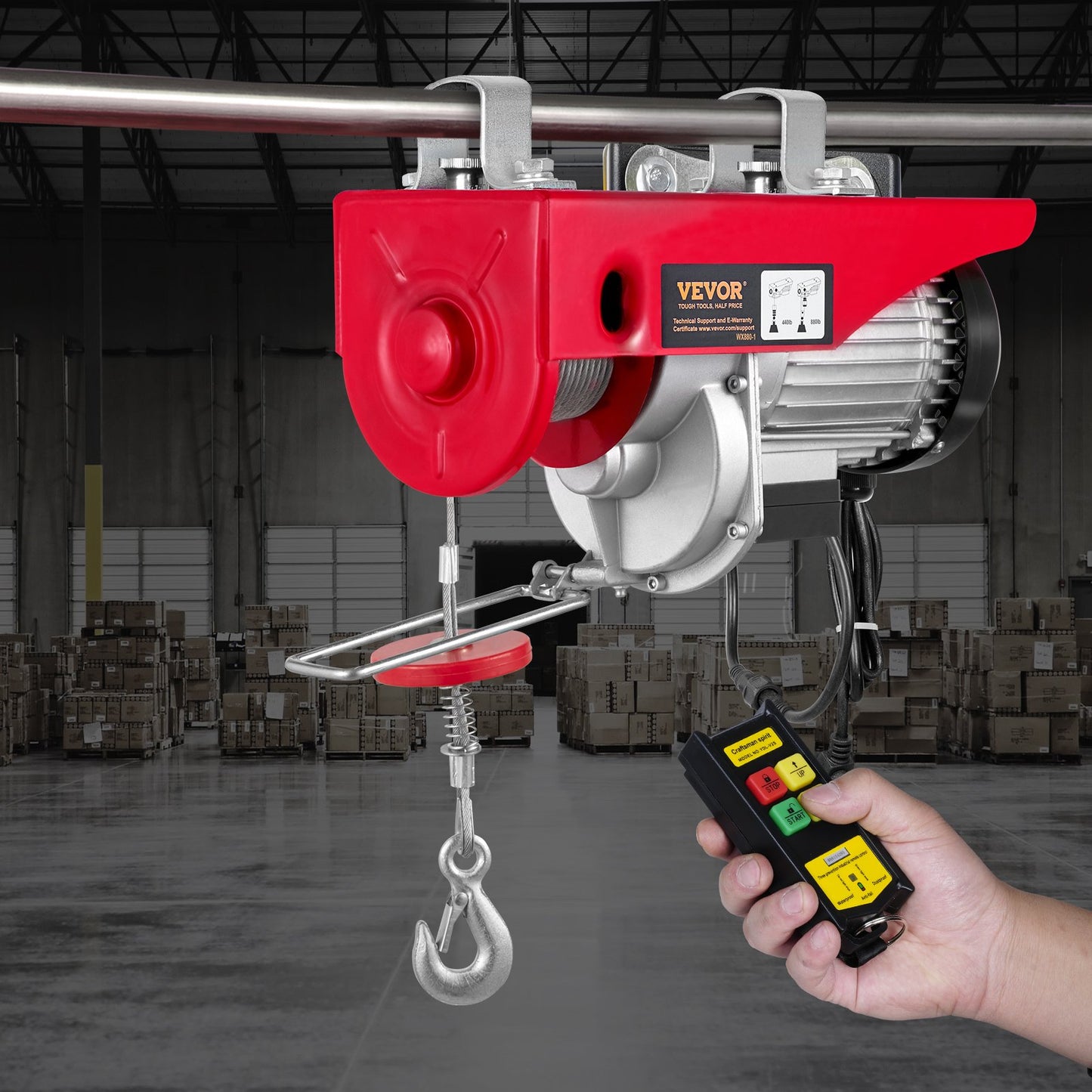 Wireless Electric Hoist with Remote Control 880Lbs 110V Garage Lifter, Red