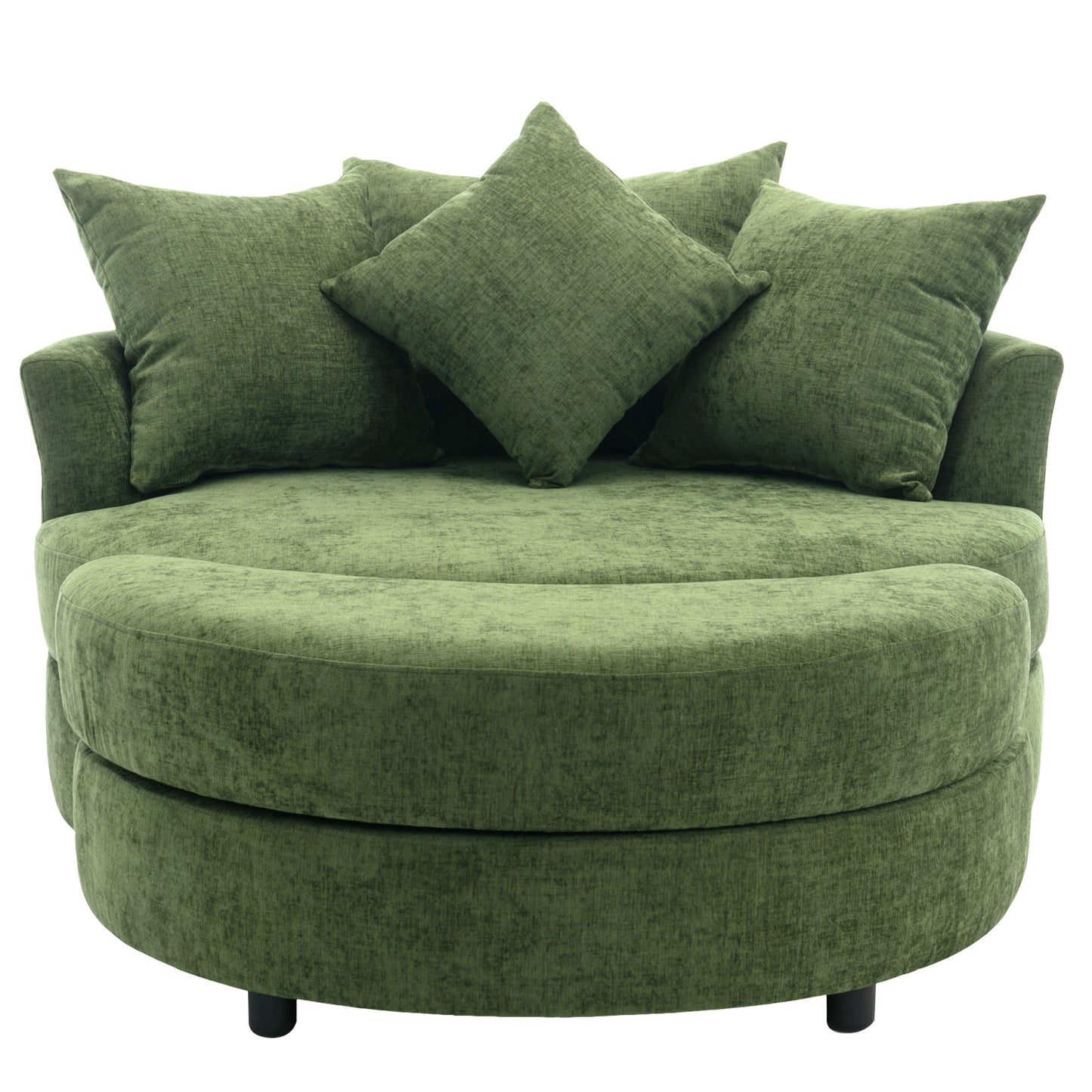 360° Swivel Accent Barrel Chair with Storage Ottoman & 4 Pillows - Green