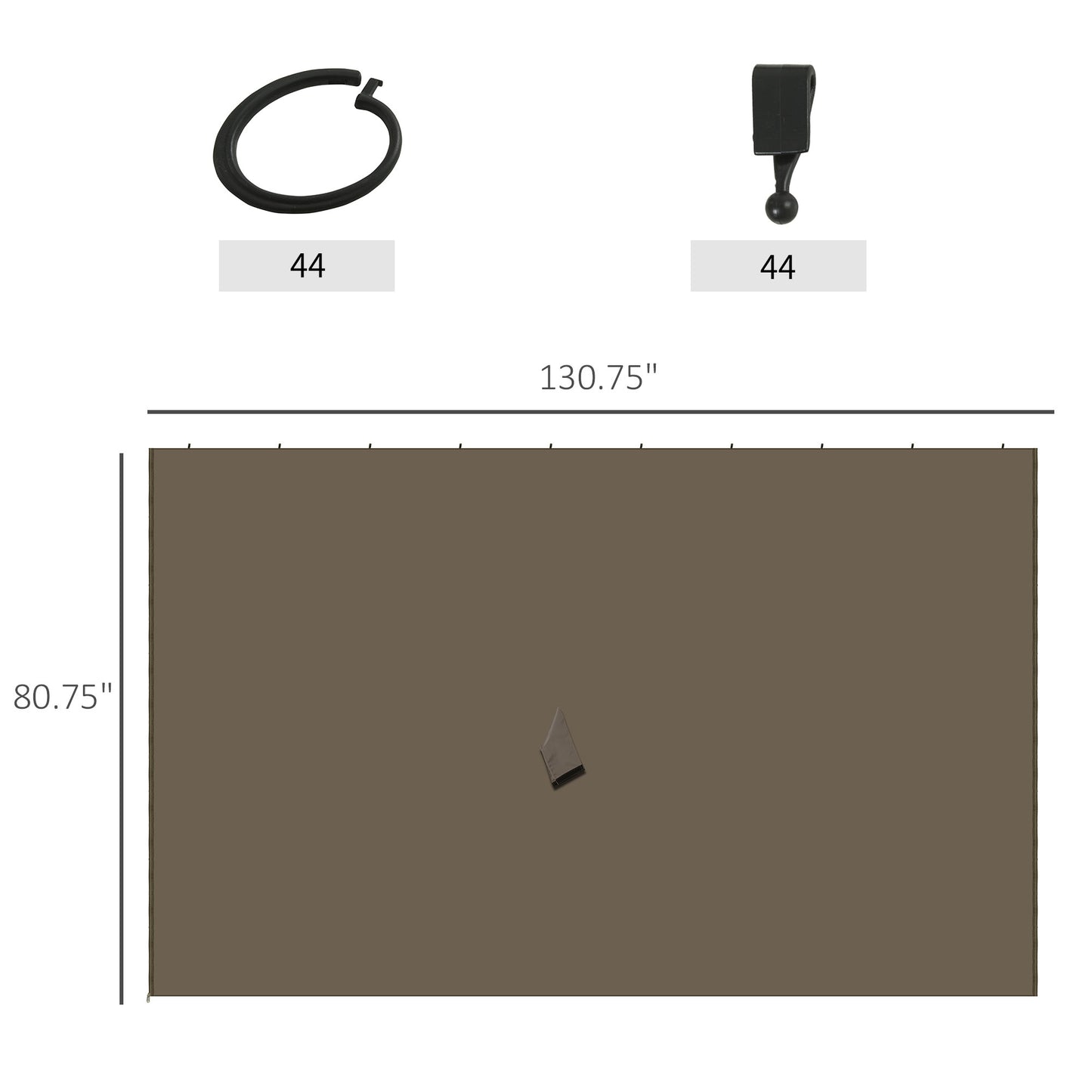 Gazebo Sidewall Set with Hooks and C-Rings - Dark Brown