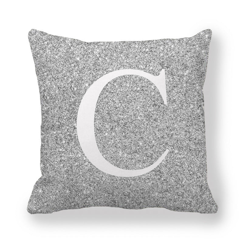 Gray Shading Encrypted English Letters Pillow Cover 45x45cm Fabric Home Decor