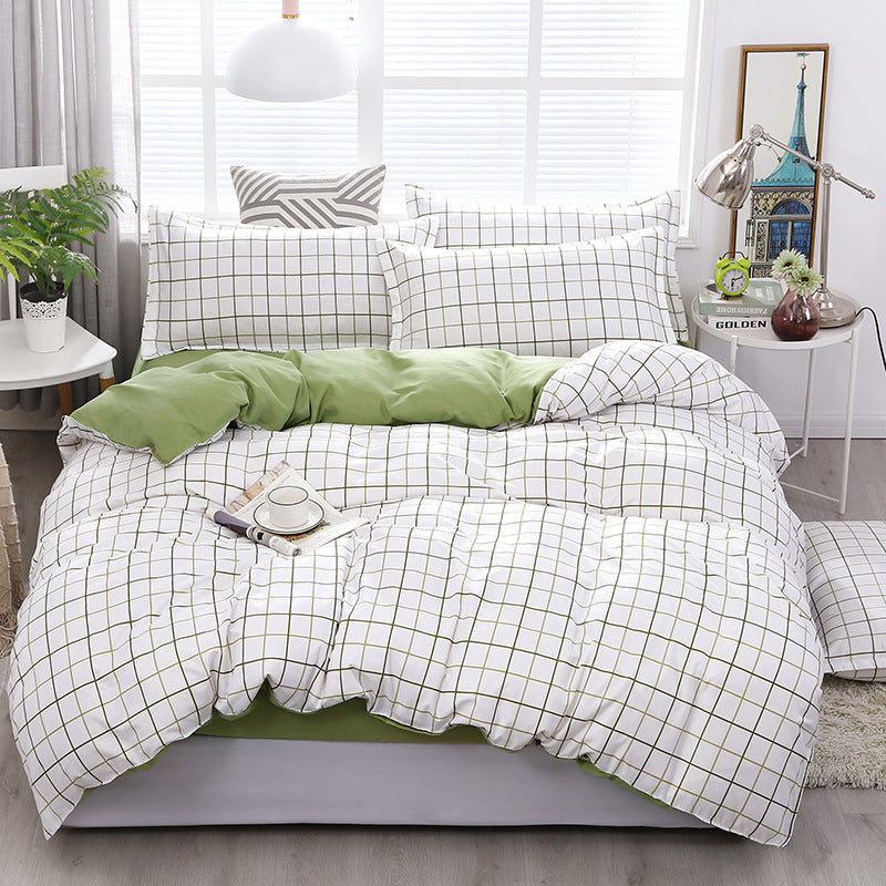 Four-Piece Bed Sheet Quilt Cover Set with Botanical Pattern - Multiple Sizes & Styles