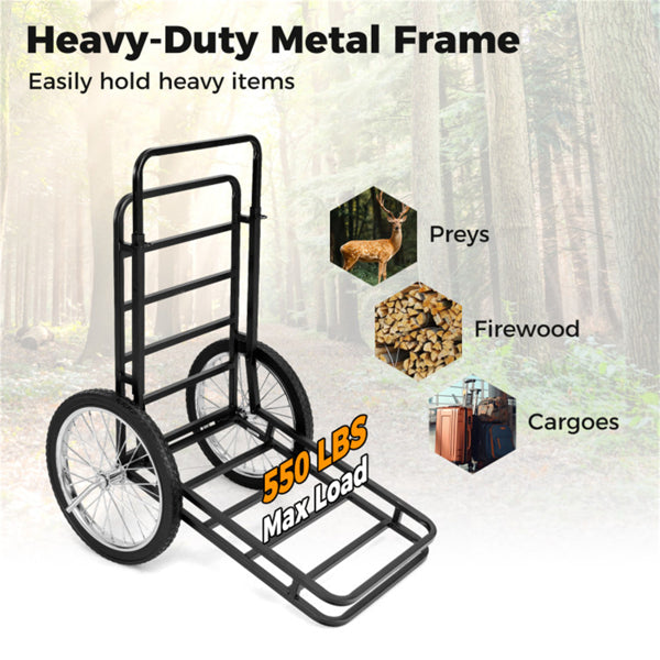 Heavy-Duty 2-Level Adjustable Game Cart with Double-Layer Structure, 550 Lbs Capacity, 20-inch Rubber Wheels