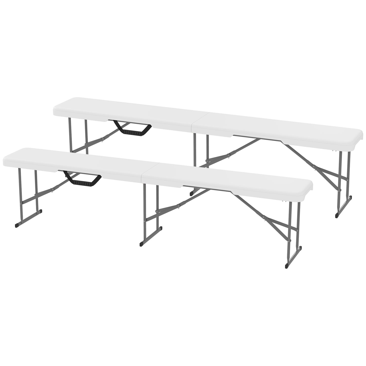 6 Ft Portable Folding Bench Seats - 2 Pack, White