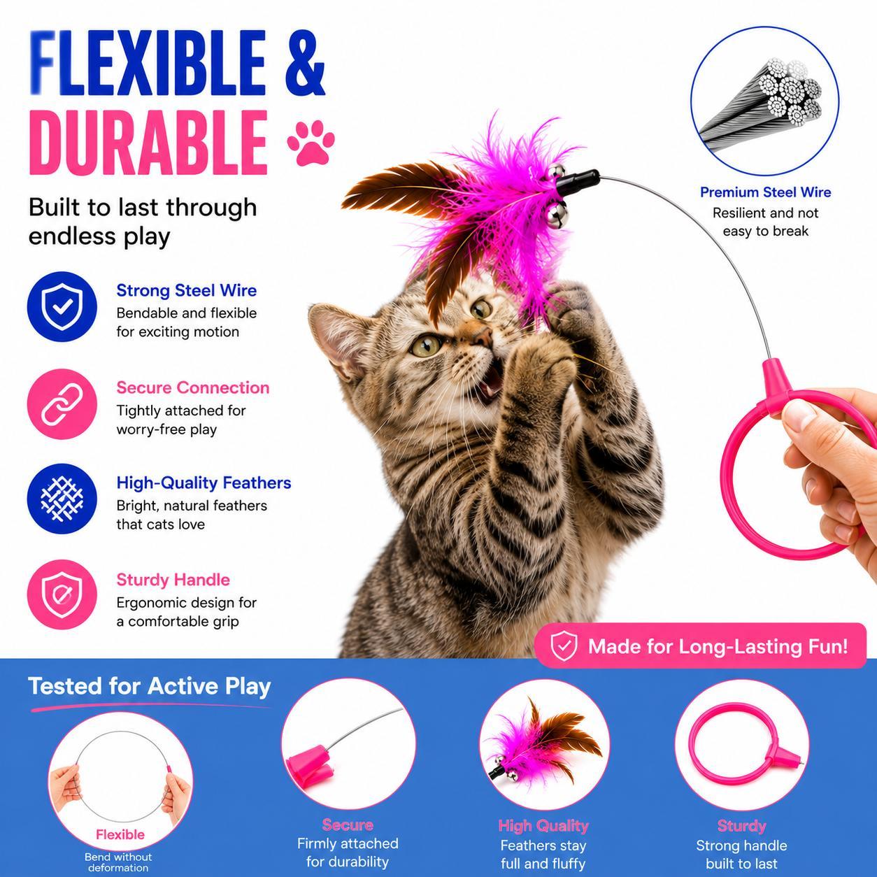 Interactive Cat Feather Collar Toy - Self-Play Pet Teaser for Indoor Cats