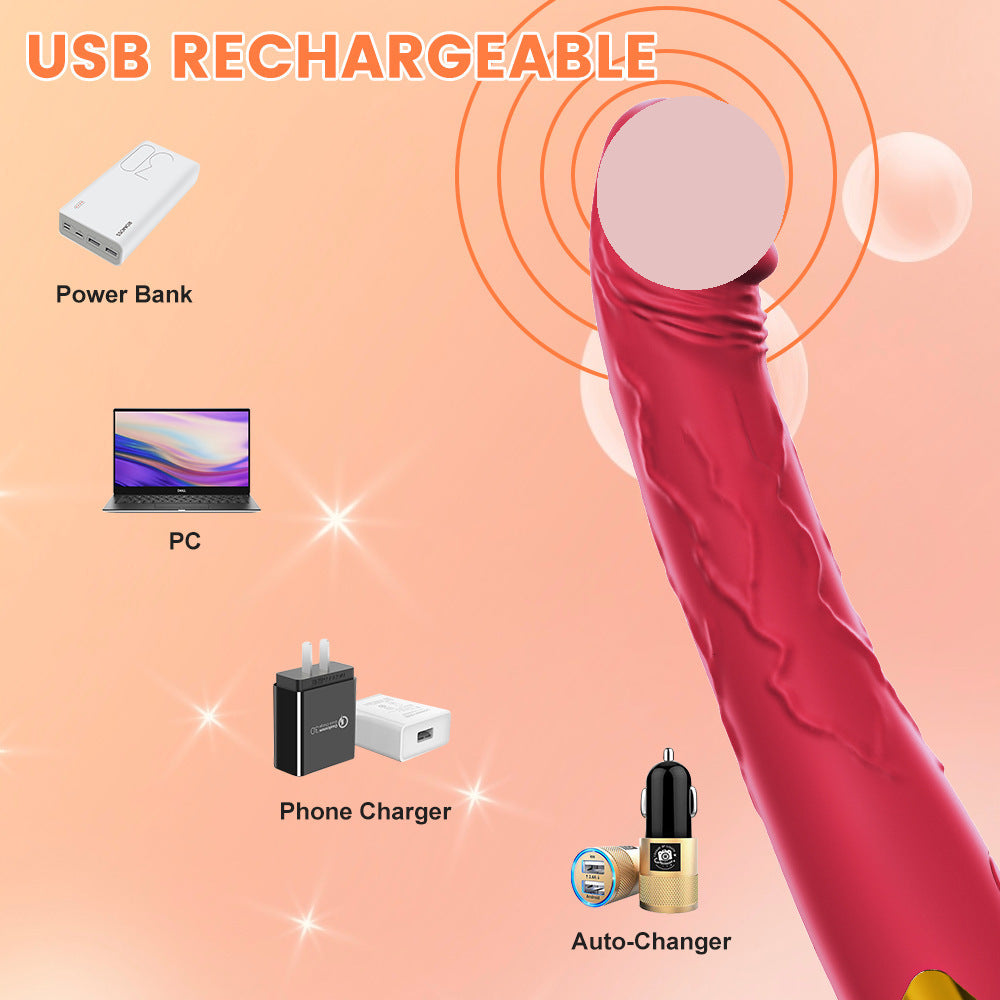 Rechargeable Silicone Massager with Multiple Vibration Modes and Realistic Texture