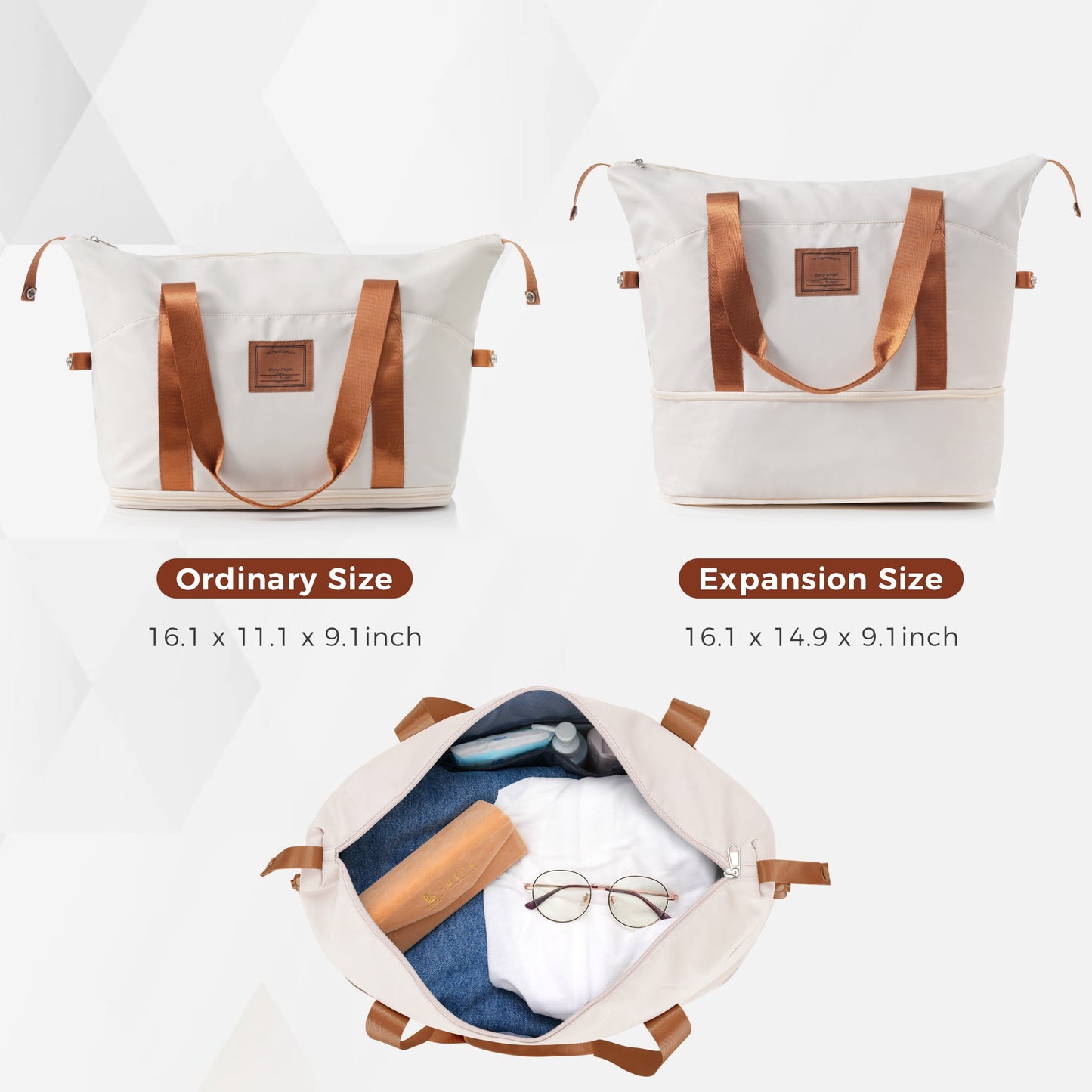 4-Piece Luggage Set - 20in Carry-On, 28in Checked Suitcase, Travel Duffel, Toiletry Bag - Ivory