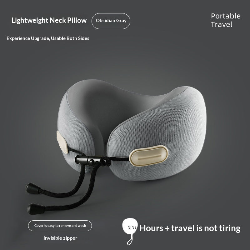 Memory Foam U-Shaped Travel Pillow Neck Support for Airplane & Home Use