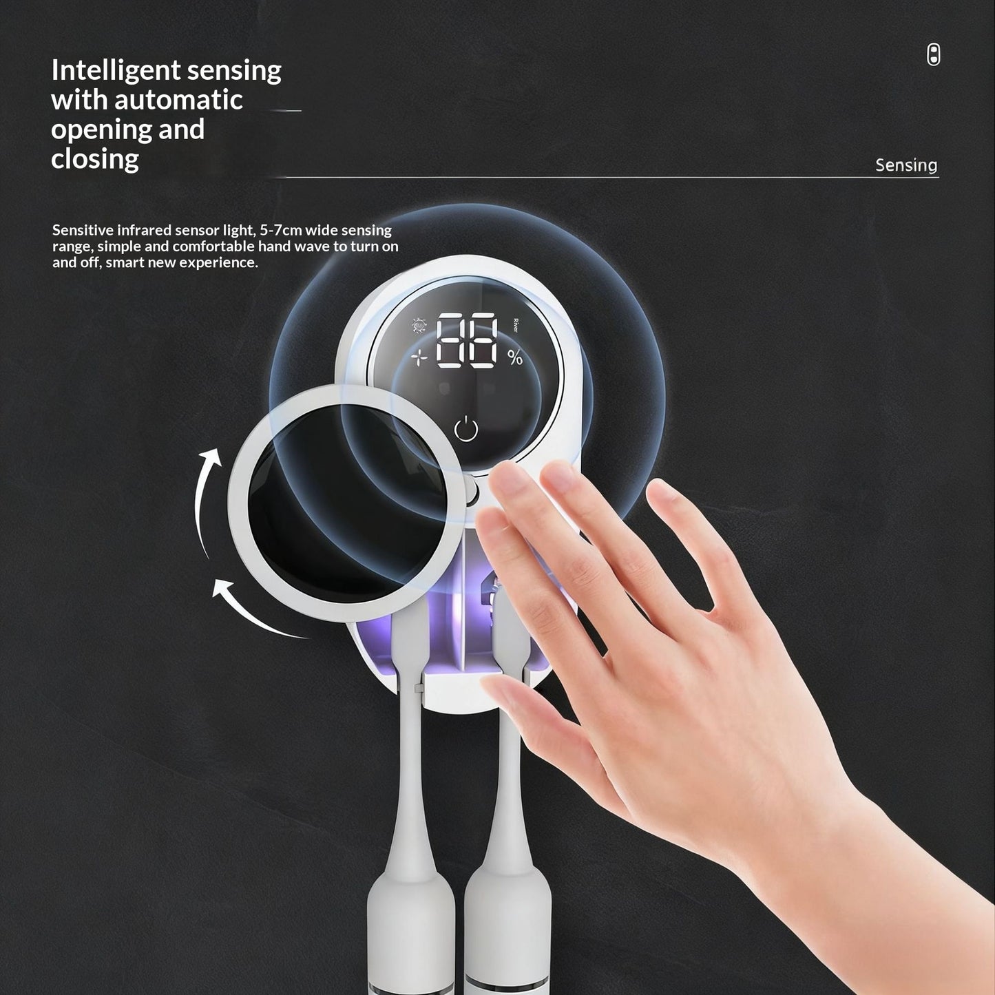 UV Sterilizing Wall-Mounted Toothbrush Holder with Digital Display