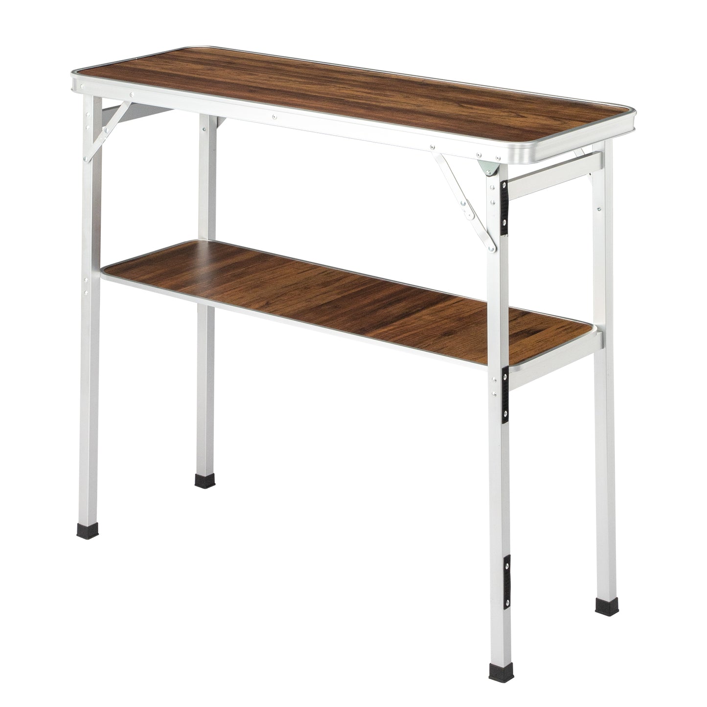 Portable Folding Bar Table with Storage Shelf & Carry Bag - Brown