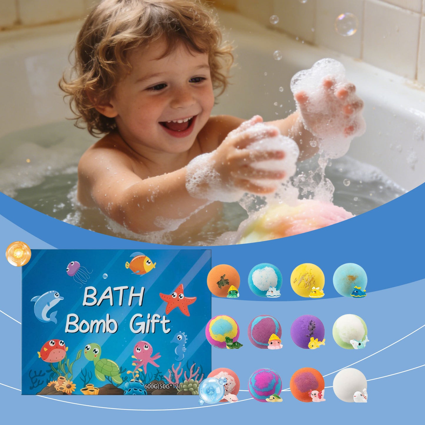 12-Piece Bath Bomb Toy Set for Kids - Moisturizing Bath Fun