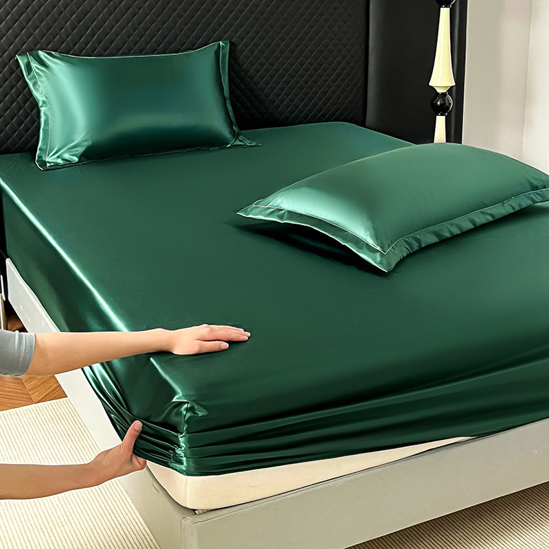 Satin Look Ice Silk Fitted Bed Sheet - Single Size Breathable Mattress Cover