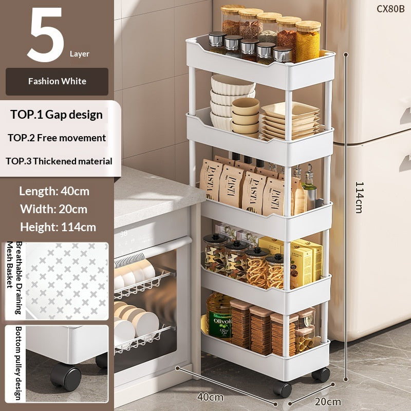 Multi-Layer Rolling Storage Cart with Wheels for Kitchen Bathroom Organization