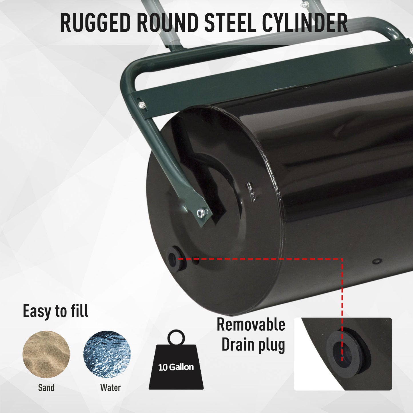 20-Inch Tow-Behind Lawn Roller with 10 Gallon Water/Sand Fill for Flattening Sod