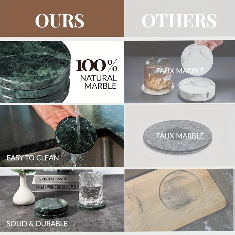 4-Piece Marble Coaster Set - Heat-Resistant Round Table Protectors