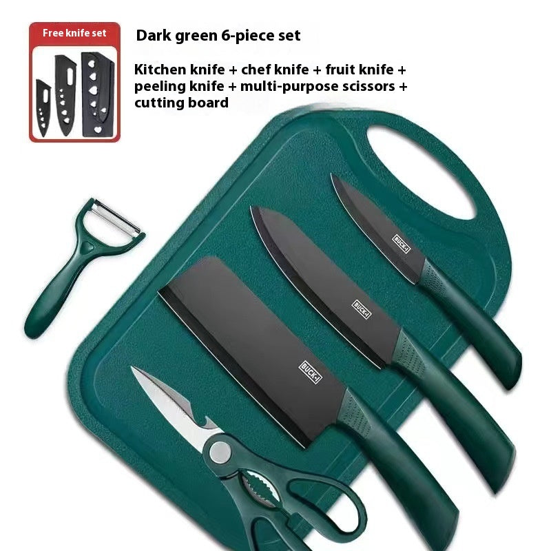 Kitchen Knife Set with Cutting Board - Black Steel Chef & Utility Knives