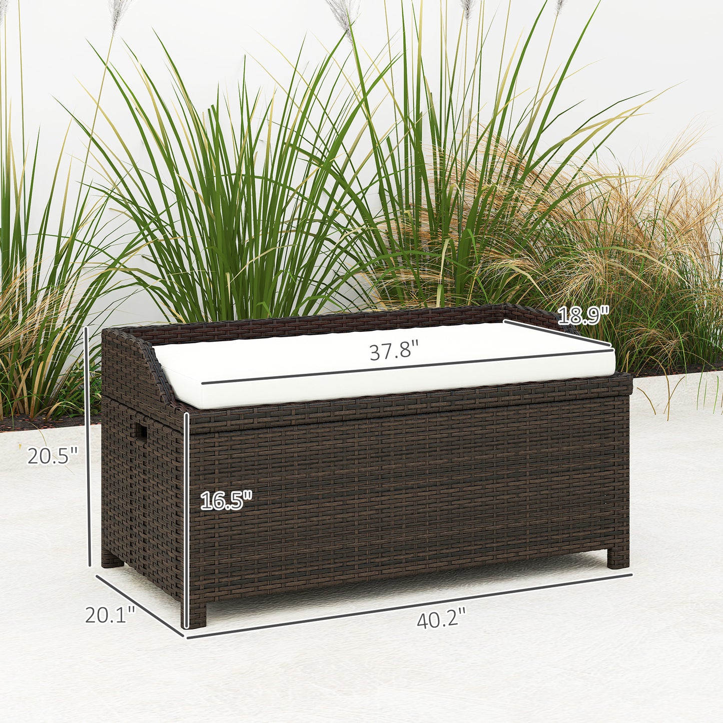 Outdoor Storage Bench with Cushion - Cream White, 2-in-1 Design