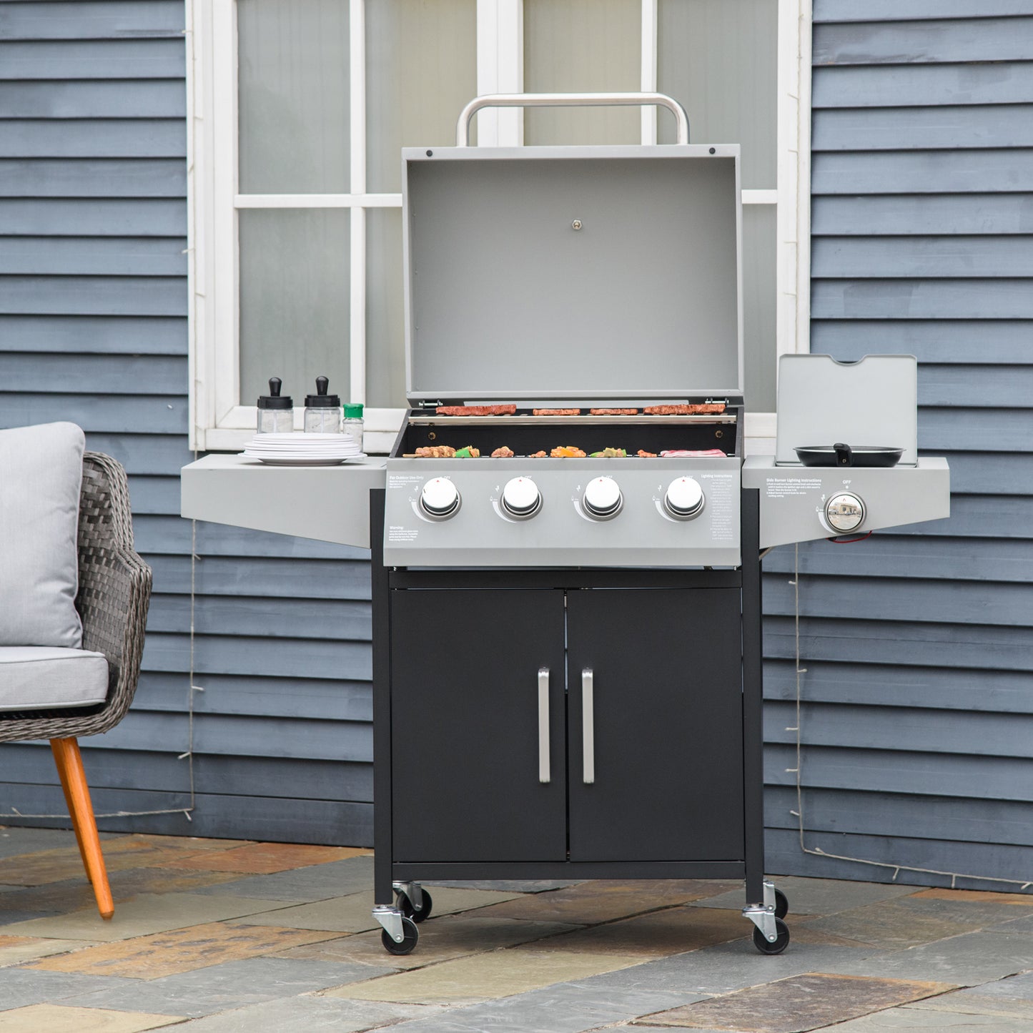52-Inch 4-Burner Liquid Propane Gas Grill with Side Burner