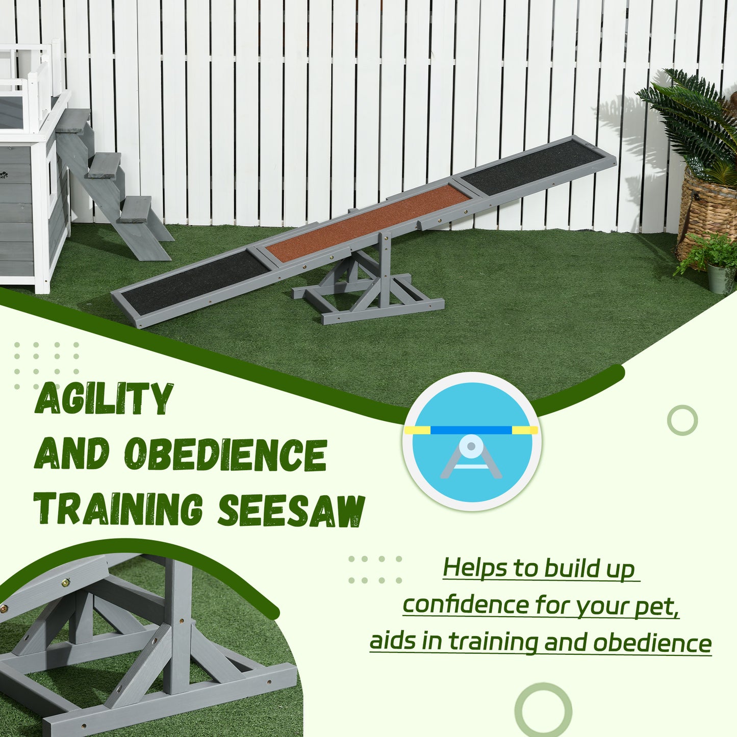 Dog Agility Seesaw for Training and Exercise - Gray, 815x350x150mm