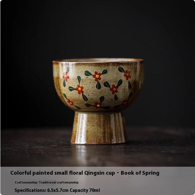 Small Floral Hand-Painted Ceramic Cup Set - Chinese Teaware, 50ml