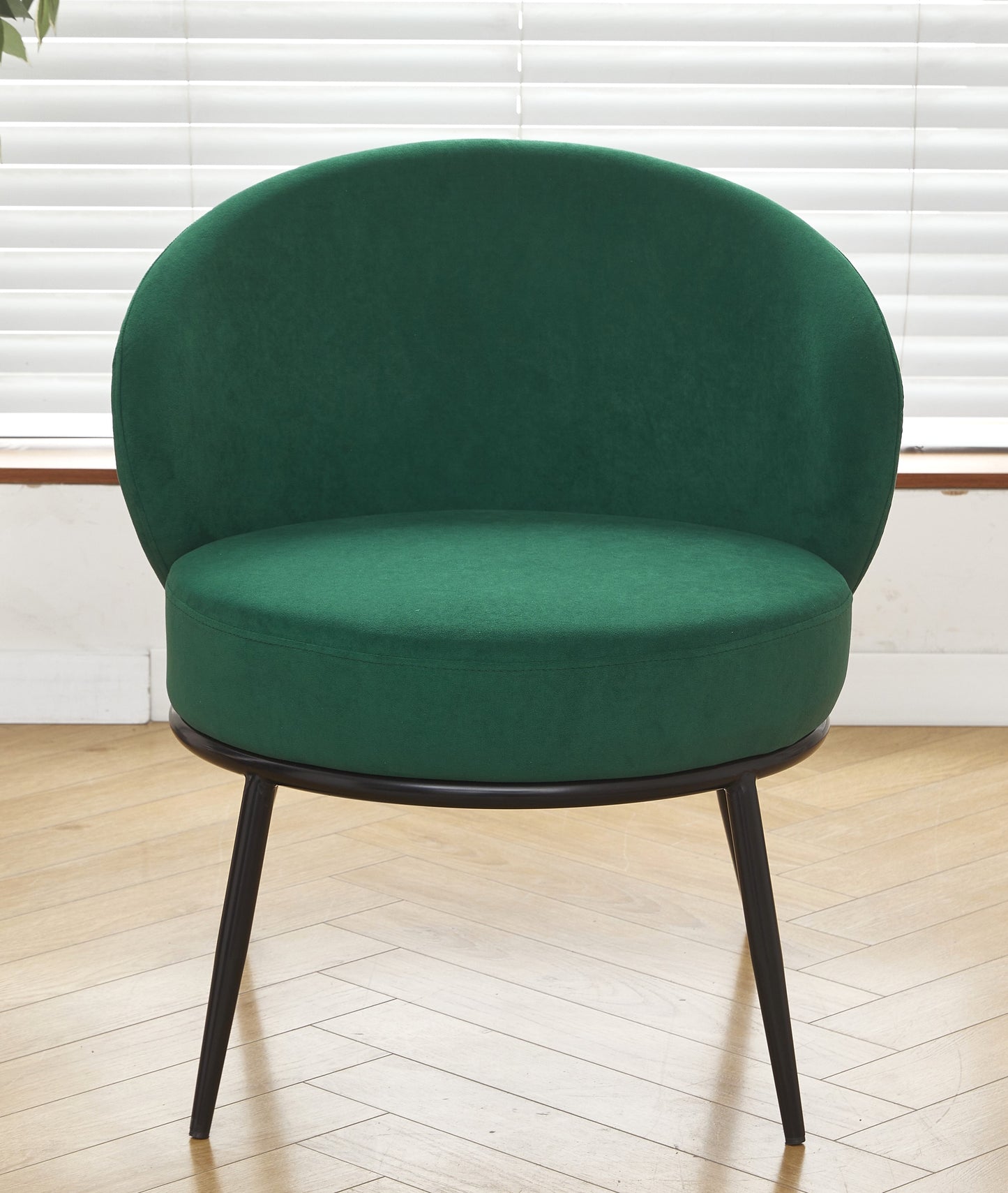 Round Velvet Accent Chair, Mid-Century Modern Upholstered Armchair