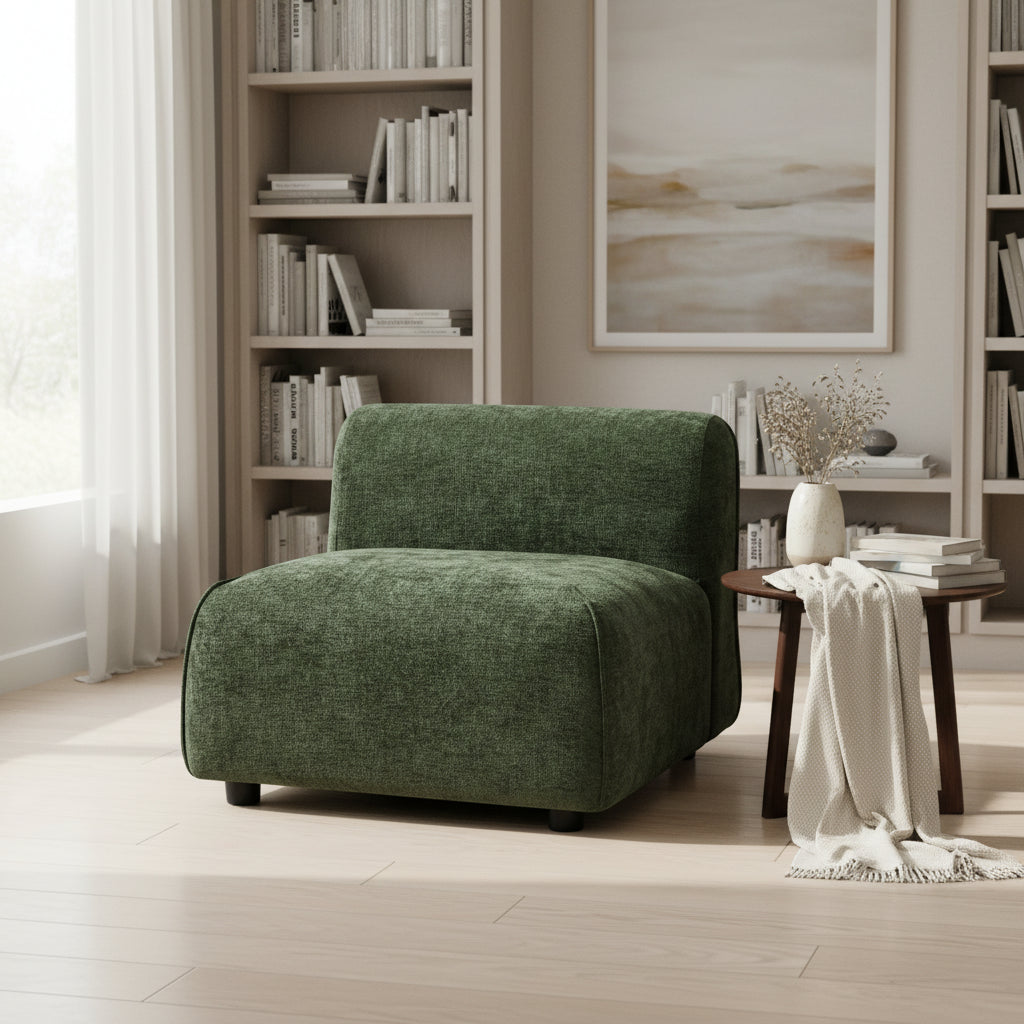 Modern Curved Upholstered Accent Chair Plush Design For Living Room &