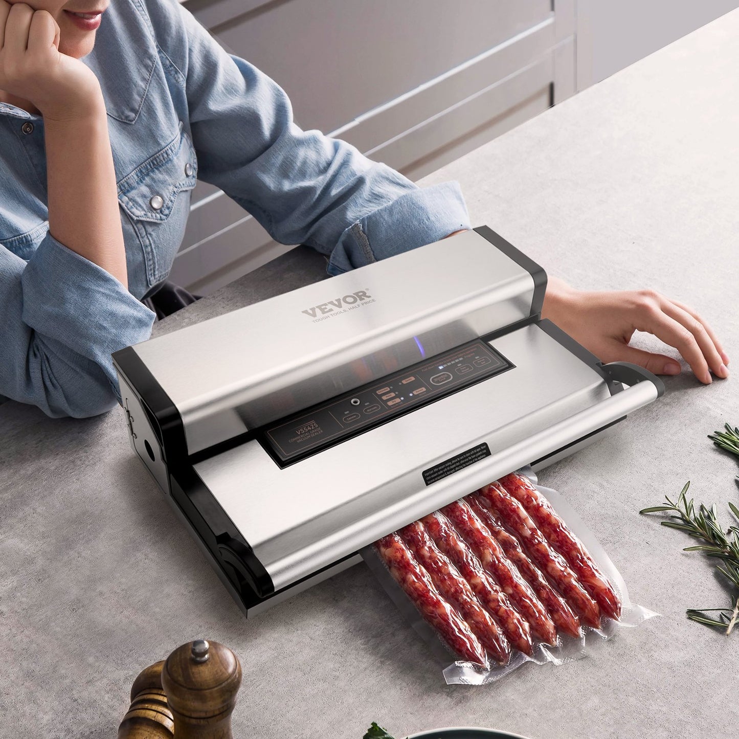 Vacuum Sealer Machine 95Kpa 350W Dual Pump for Food Storage - Automatic & Manual