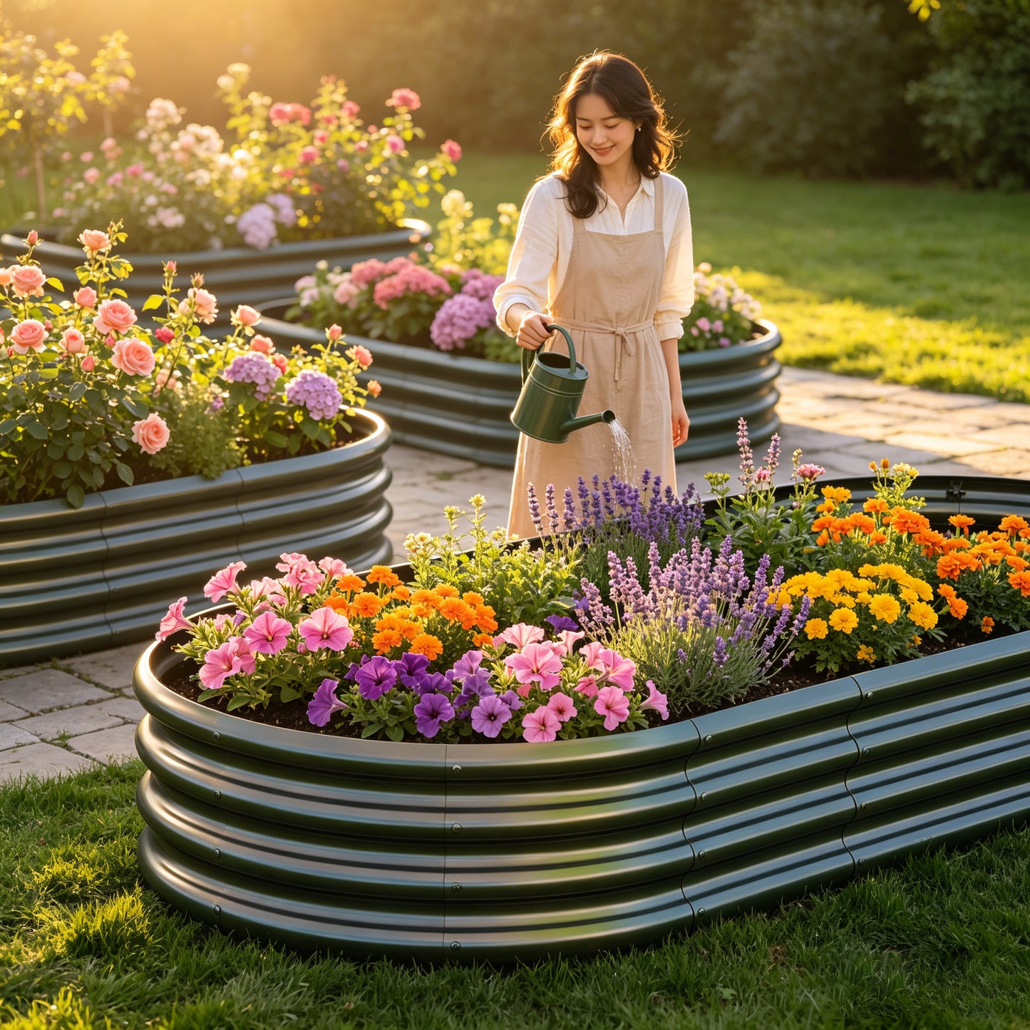 Heavy Duty Galvanized Raised Garden Bed 6x3x1ft - Black