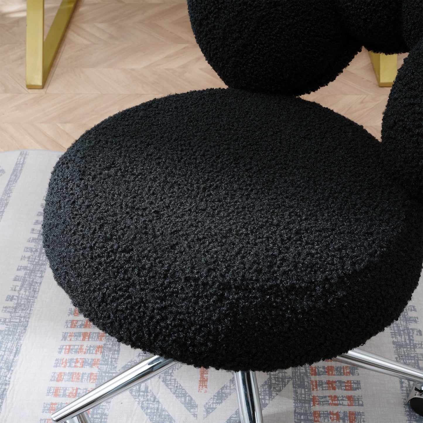 Adjustable Black Chair with 360-Degree Rotation & Foam Cushion