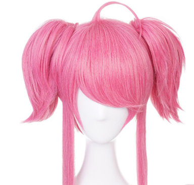 Pink Anime Cosplay Wig Set Short Synthetic Hair for Costumes