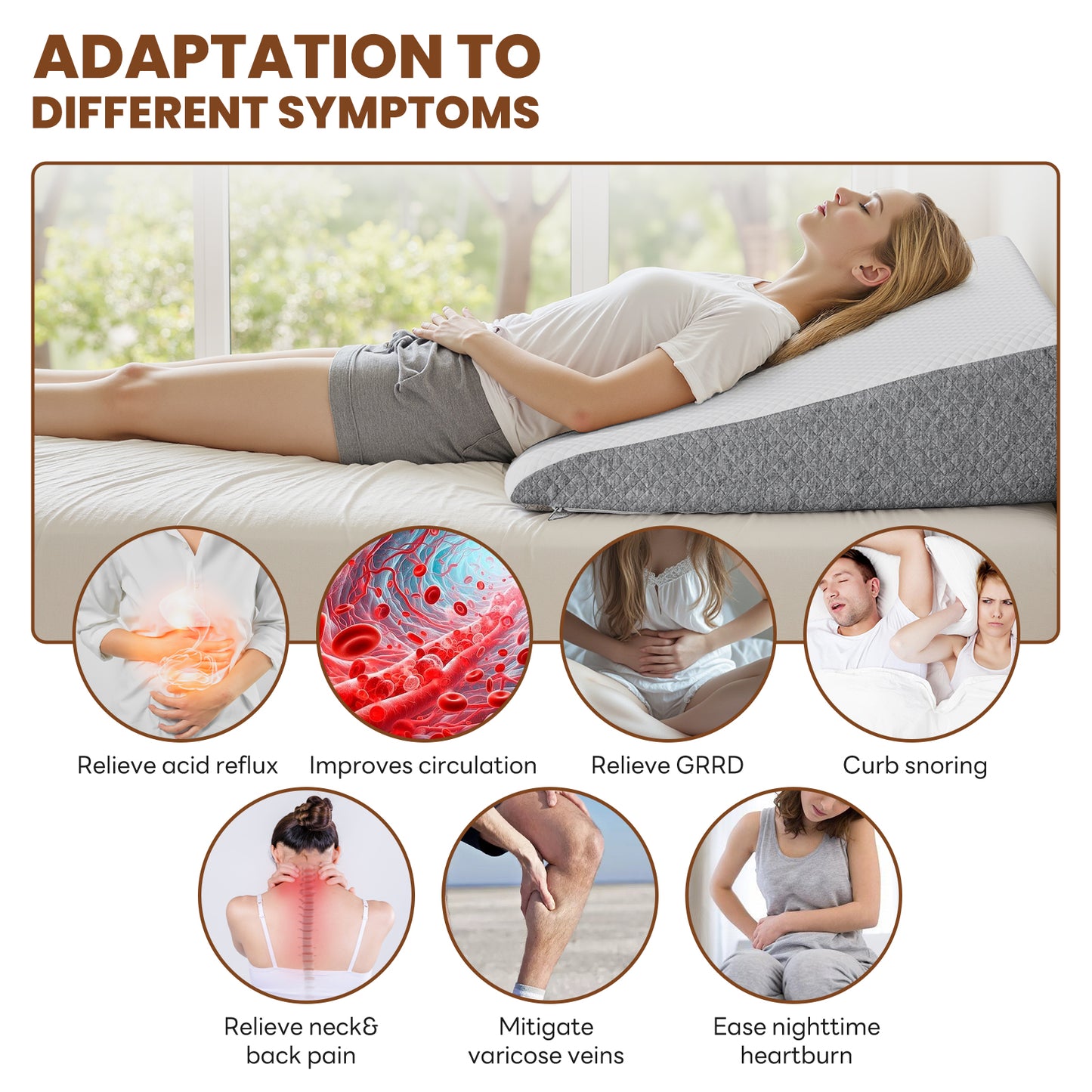 Memory Foam Wedge Pillow - Versatile Support for Comfort