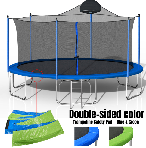 14FT Trampoline for Kids & Adults with Basketball Hoop and Safety Net